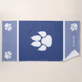 Weiße Hundepaare auf blau mit Individuelle Name Strandtuch (Vorderseite)