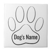 Weiße Hundepaw Print Add Name Tile Fliese (Vorderseite)