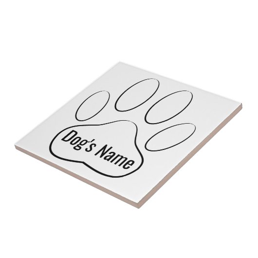 Weiße Hundepaw Print Add Name Tile Fliese (Seite)