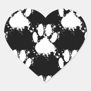 Weiße Hundeschlittenmuster mit farbigem Spritzer Herz-Aufkleber