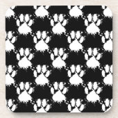 Weiße Hundeschlittenmuster mit farbigem Spritzer Untersetzer (Vorderseite)