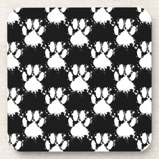 Weiße Hundeschlittenmuster mit farbigem Spritzer Untersetzer (Vorderseite)