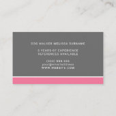 Weiße Hündin auf rosa und graue Hündin Walker Haus Visitenkarte (Rückseite)