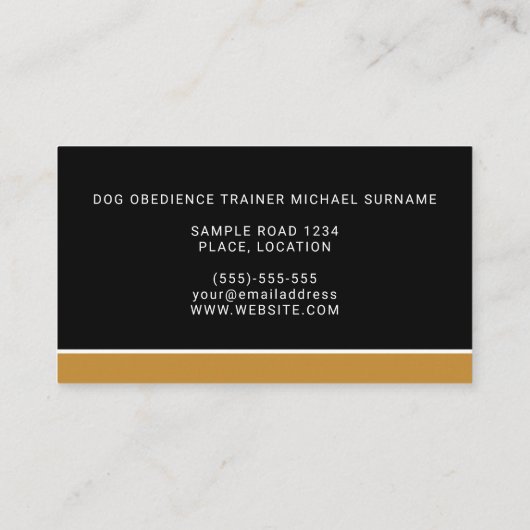Weiße Hündin auf Schwarz & Ochre Dog Obedience Tra Visitenkarte (Rückseite)