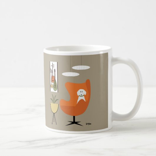 Weiße Hündin Mitte des Jahrhunderts, Orangeneier S Kaffeetasse (Rechts)