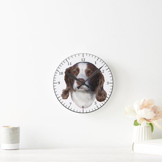 Weiße Hundsuhr Runde Wanduhr (Zuhause)