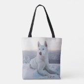 Weiße Husky-Hunde im Schnee Tasche (Rückseite)