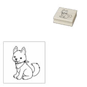 Weiße Husky Welpen Farbe eim Gummistempel (Stempel)