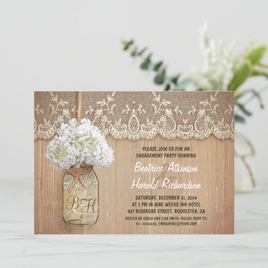 Weiße Hydrangea-Anhängerin Einladung (Stehend Vorderseite)