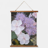 Weiße Hydrangea Aspera Blume Floral Wandteppich Mit Holzrahmen (Vorderseite)
