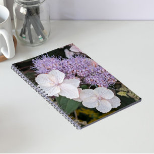 Weiße Hydrangea Aspera Blumen Floral Notizblock