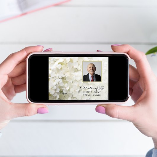 Weiße Hydrangea-Blume - Lebensfeier Einladung