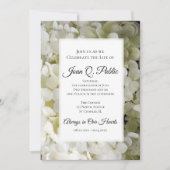 Weiße Hydrangea-Blume - Lebensfeier Einladung (Vorderseite)