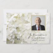 Weiße Hydrangea-Blume Todesjahr Einladung (Vorderseite)