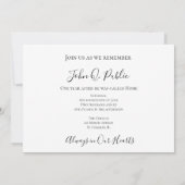 Weiße Hydrangea-Blume Todesjahr Einladung (Rückseite)