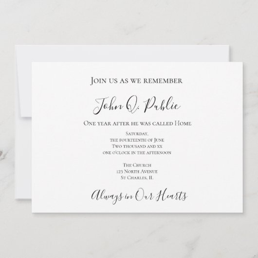 Weiße Hydrangea-Blume Todesjahr Einladung (Rückseite)