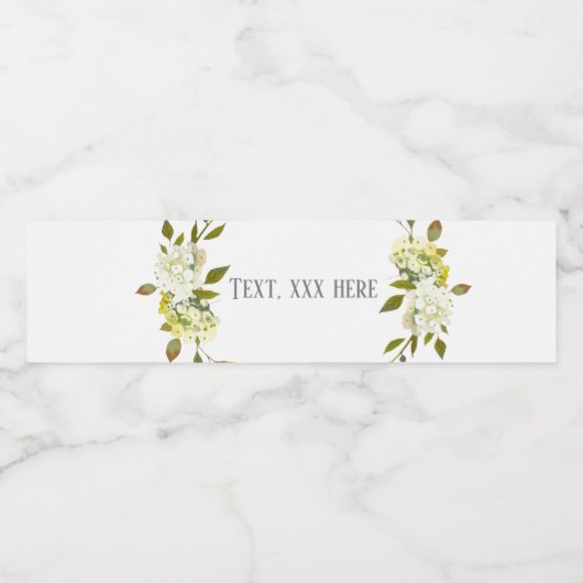 Weiße Hydrangea-Blume Wasserflaschenetikett (Einzelnes Label)