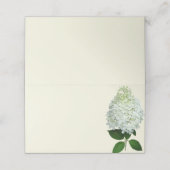 Weiße Hydrangea-Blume Zentimette Platzkarten (Außenseite Aufgefaltet)