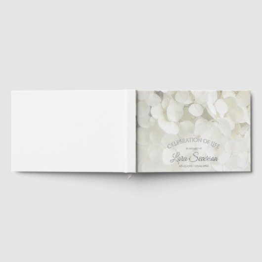 Weiße Hydrangea-Blumenfeier Gästebuch (Voll)