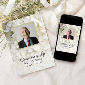 Weiße Hydrangea-Blumenfeier zur Beerdigung des Leb Einladung