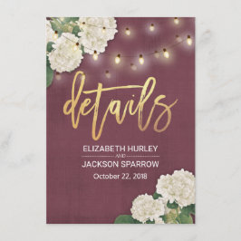 Weiße Hydrangea Blumenzwiebeln Informationen Begleitkarte