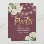 Weiße Hydrangea Blumenzwiebeln Informationen Begleitkarte (Vorne/Hinten)