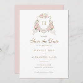 Weiße Hydrangea Grüne Wappen Save the Date Einladung