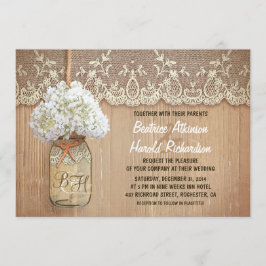 Weiße Hydrangea-Hochzeit im rustikalen Maurerschif Einladung