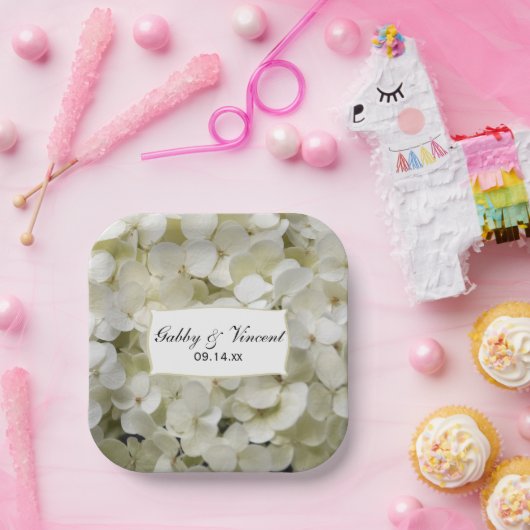 Weiße Hydrangea-Hochzeit Pappteller (Party)