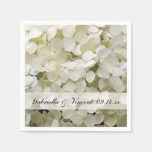 Weiße Hydrangea-Hochzeit Serviette (Vorderseite)