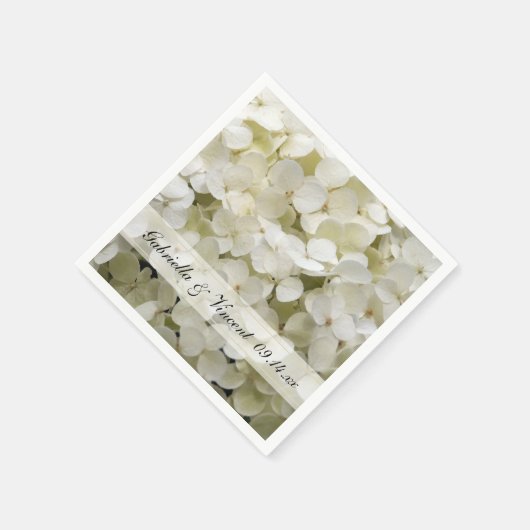 Weiße Hydrangea-Hochzeit Serviette (Ecke)