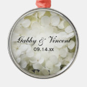 Weiße Hydrangea-Hochzeit Silbernes Ornament (Vorne)