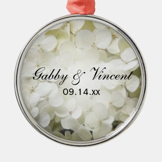 Weiße Hydrangea-Hochzeit Silbernes Ornament (Vorne)
