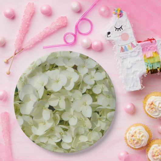 Weiße Hydrangea Pappteller (Party)