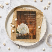 Weiße Hydrangea- und Braunwaldlandhochzeit Einladung