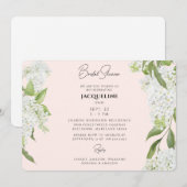 Weiße Hydrangeas Brautparty II Einladung (Vorne/Hinten)