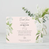 Weiße Hydrangeas Brautparty II Einladung (Stehend Vorderseite)