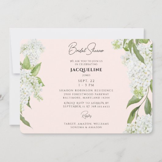 Weiße Hydrangeas Brautparty II Einladung (Vorderseite)