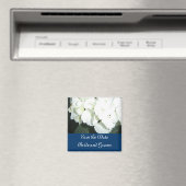 Weiße Hydrangeas mit Seegrenzen Magnet (In Situ (Geschirrspüler))