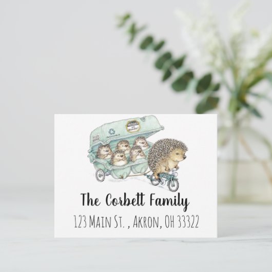 Weiße Igel Postkarte (Stehend Vorderseite)