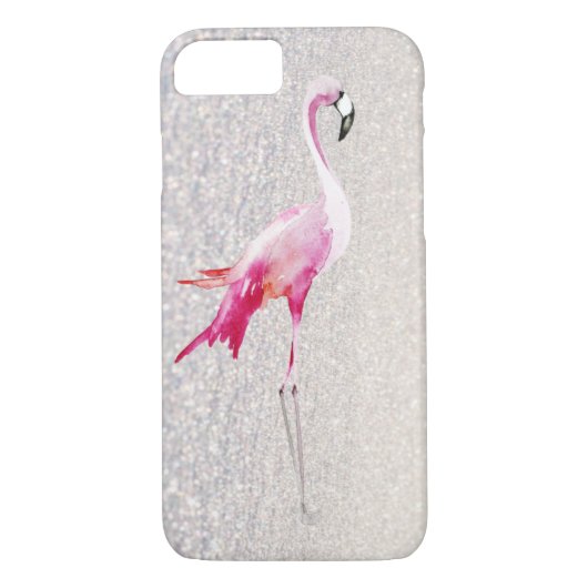 Weiße Imitat Glitzer Rosa Aquarellblume Case-Mate iPhone Hülle (Rückseite)