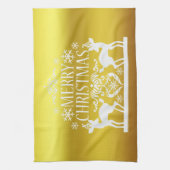 Weiße Imitate Gold Frohe Weihnachtsküche Handtuch (Vertikal)