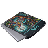 Weiße Imitate Stickerei Laptopschutzhülle (Vorne Knopf)