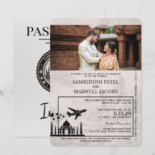 Weiße India-Pass-Hochzeitseinladung Einladung