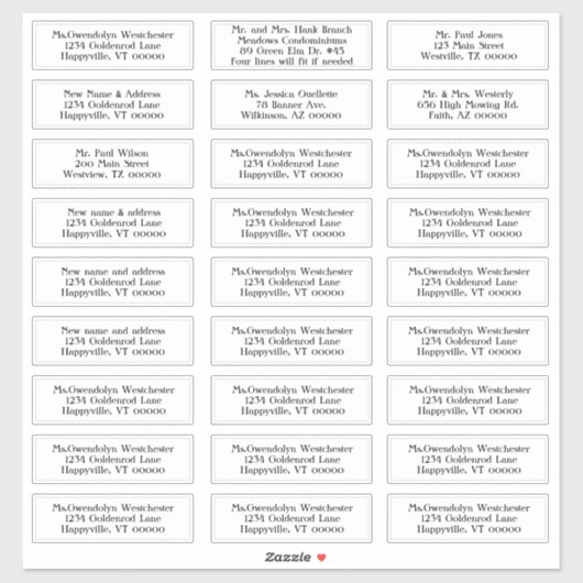 weiße individuelle Adressenmarken Aufkleber (Blatt)