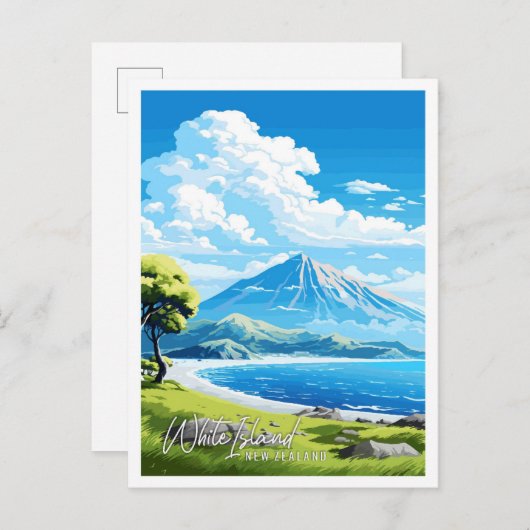 Weiße Insel Neuseeland Vintage Reise Postkarte (Vorne/Hinten)