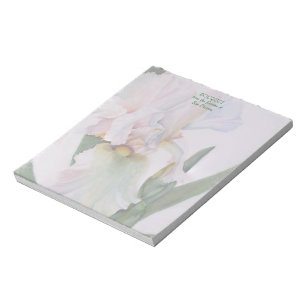 WEIßE IRIS-ACQUARELL-BLUMEN-NOTIZBLOCK NOTIZBLOCK