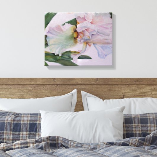 WEISSE IRIS-BLUME WRAPPIERT LEINWANDDRUCK (Insitu (Schlafzimmer))