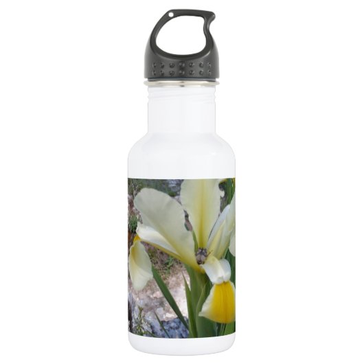 Weiße Iris und Käfer Trinkflasche (Vorderseite)