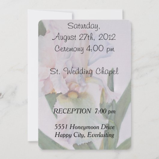 WEISSE IRIS ZOLLBREITE EINLADUNG (Rückseite)